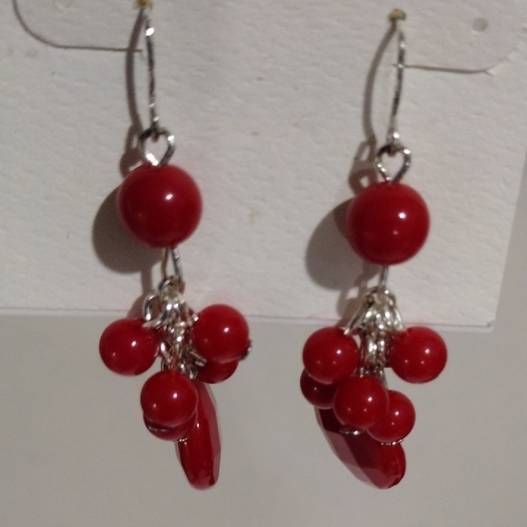 Croft & Barrow Red Beaded Drop Earrings – Silver-Tone Dangle Statement Jewelry - Picture 7 of 9
